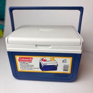vintage Coleman Take 6 Personal Cooler 5 Quart Blue White 6 can  FlipLid NWT